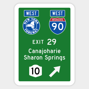 New York Thruway Westbound Exit 29: Canajoharie Sharon Springs Rte 30A Sticker